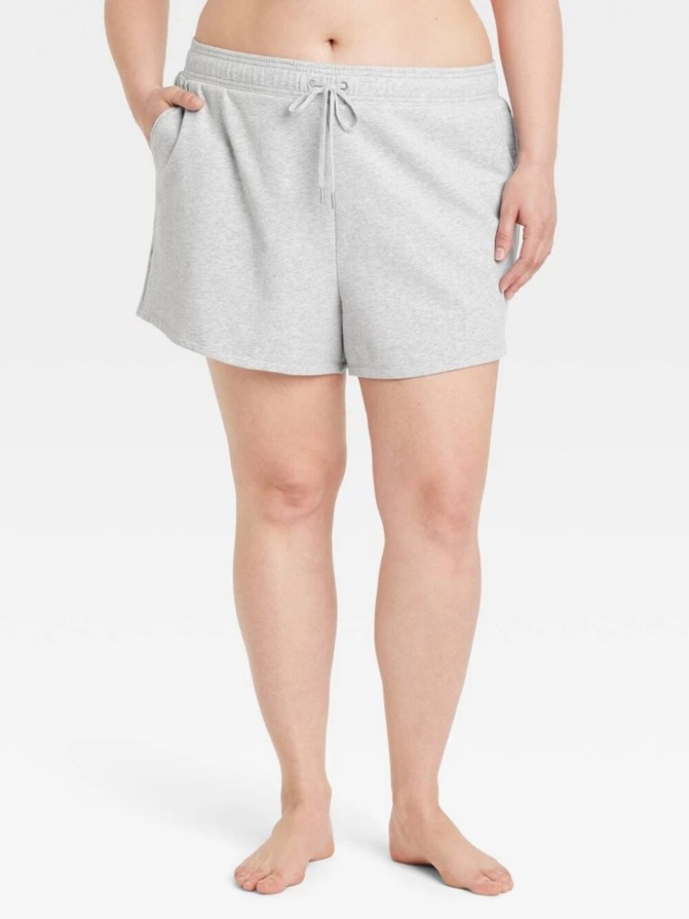 Women's Fleece Shorts - Auden™ Gray 2X: Cotton Blend, Recycled Polyester, Spande